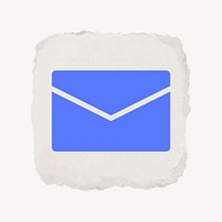 Envelope email icon, ripped paper design vector