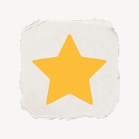 Star shape icon, ripped paper design psd