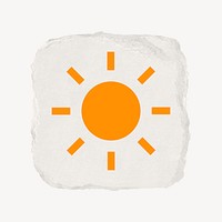 Sun, weather icon, ripped paper design psd