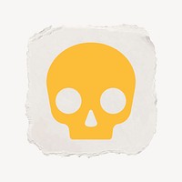 Human skull icon, ripped paper design vector