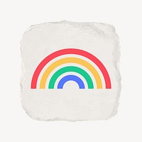 Rainbow icon, ripped paper design vector