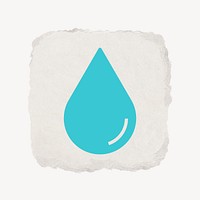 Water drop, environment icon, ripped paper design psd