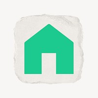 Home icon, ripped paper design