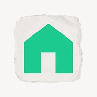 Home icon, ripped paper design vector