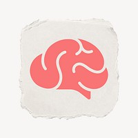 Brain, education icon, ripped paper design psd