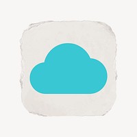 Cloud storage icon, ripped paper design vector