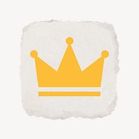 Crown ranking icon, ripped paper design psd