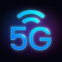 5G network icon, neon glow design vector