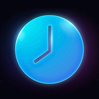 Clock icon, neon glow design vector