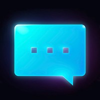 Speech bubble icon, neon glow design vector