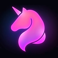 Unicorn icon, neon glow design  psd