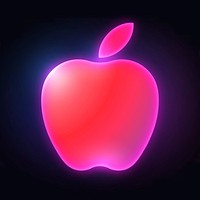 Apple icon, neon glow design vector