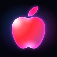 Apple icon, neon glow design  psd