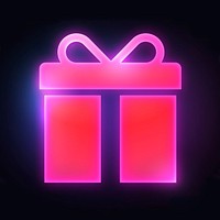 Gift box, reward icon, neon glow design