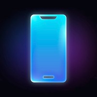 Mobile phone icon, neon glow design  psd