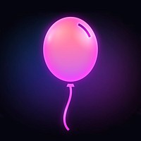 Floating balloon icon, neon glow design vector