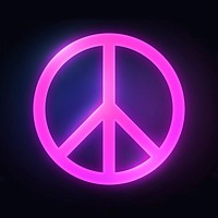 Peace symbol icon, neon glow design vector