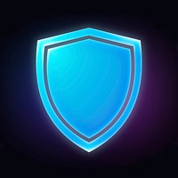 Shield, protection icon, neon glow design  psd