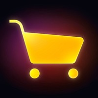 Shopping cart icon, neon glow design  psd