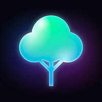 Tree, environment icon, neon glow design  psd