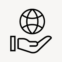 Hand presenting globe icon, line art illustration  psd