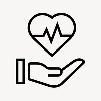 Heartbeat hand icon, line art illustration vector