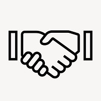Business handshake icon, line art illustration vector