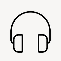 Headphones, music icon, line art illustration vector