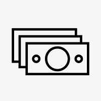 Dollar bills icon, line art illustration vector