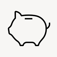 Piggy bank icon, line art illustration vector