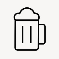 Beer glass icon, line art illustration vector