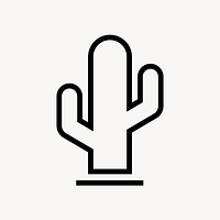 Cactus icon, line art illustration vector