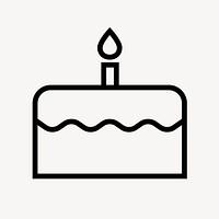 Birthday cake icon, line art illustration vector