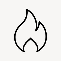 Flame icon, line art illustration  psd