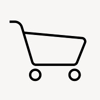 Shopping cart icon, line art illustration vector