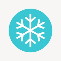 Snowflake icon badge, flat circle design vector