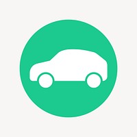 EV car icon badge, flat circle design vector