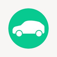 EV car icon badge, flat circle design  psd