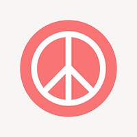 Peace symbol icon badge, flat circle design  psd