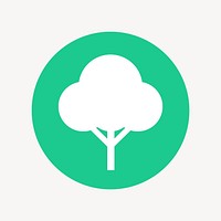 Tree, environment icon badge, flat circle design
