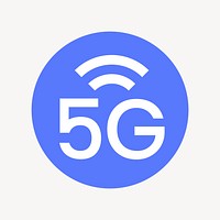 5G network icon badge, flat circle design vector