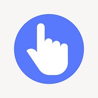 Pointing hand icon badge, flat circle design vector