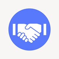 Business handshake icon badge, flat circle design vector