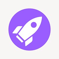 Rocket icon badge, flat circle design vector