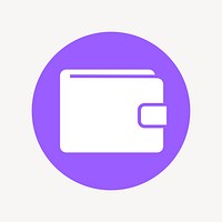 Wallet payment icon badge, flat circle design vector