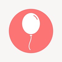 Floating balloon icon badge, flat circle design vector