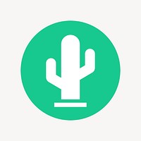 Cactus icon badge, flat circle design  psd