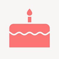 Birthday cake icon, pink flat design vector