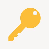 Key, safety icon, yellow flat design vector