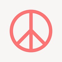 Peace symbol icon, pink flat design